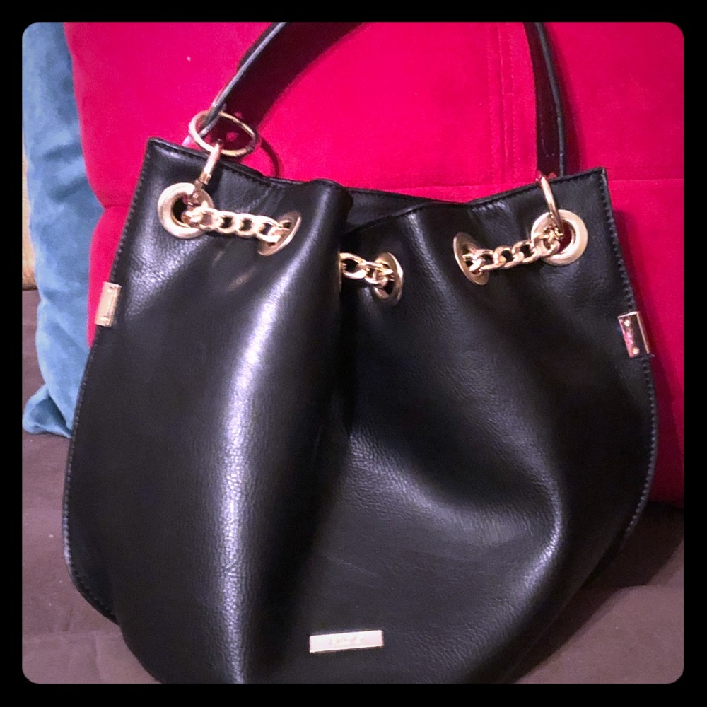 Black chain drawstring purse